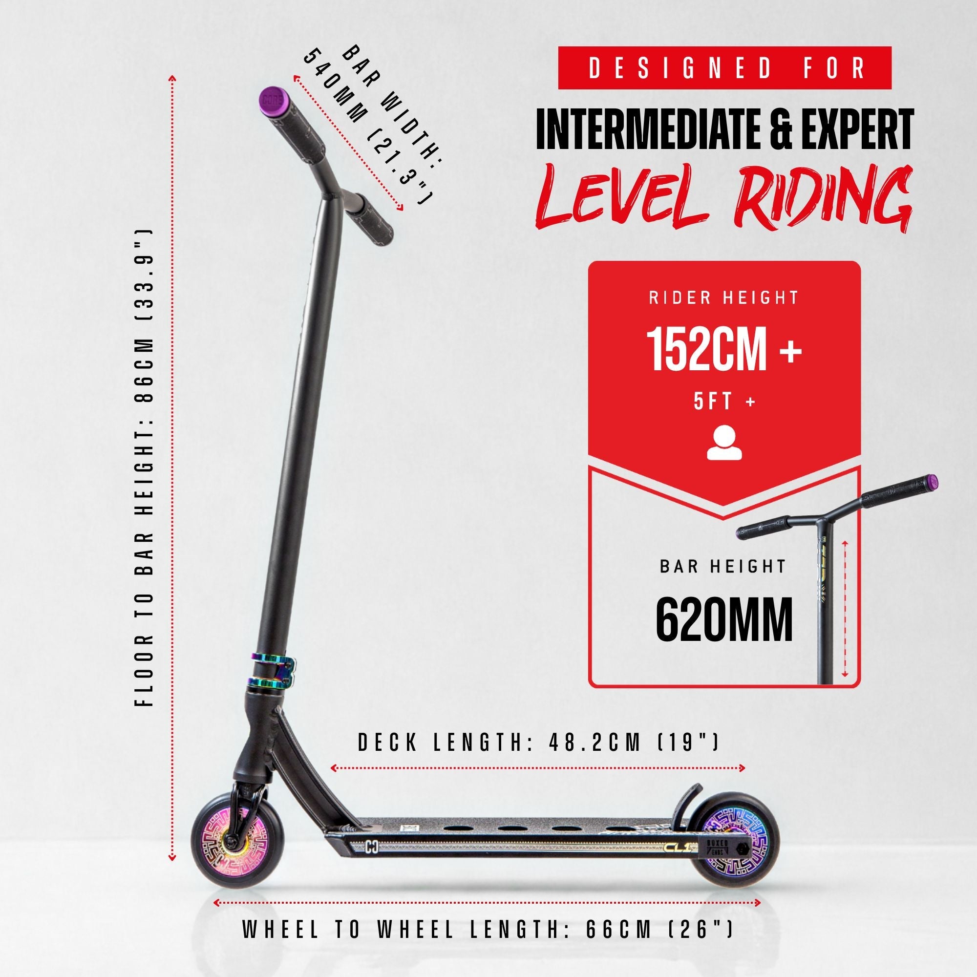 CORE CL1 Complete Stunt Scooter - Black/Neo LE