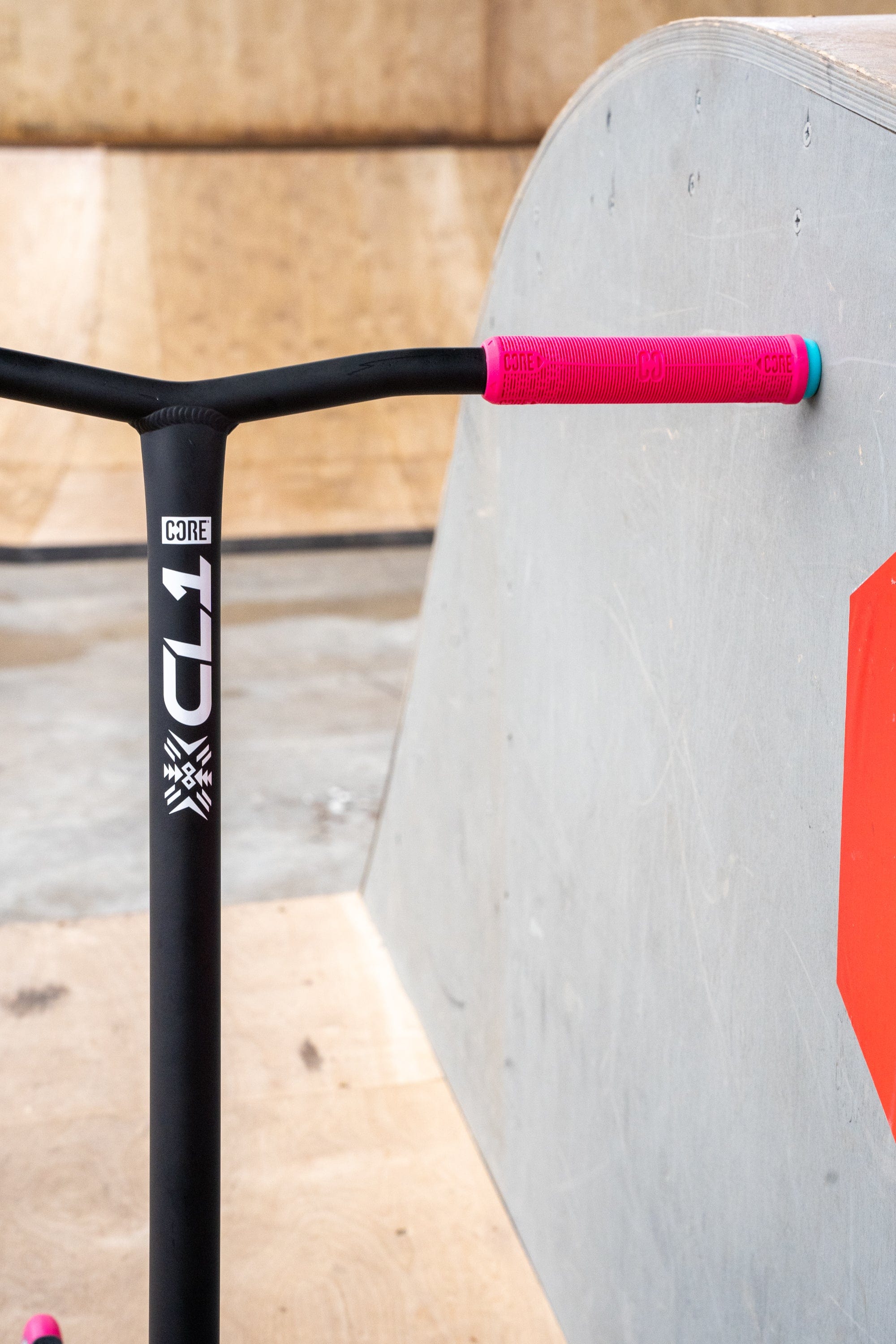 CORE CL1 Complete Stunt Scooter Pink & Teal I Adult Stunt Scooter Leaning